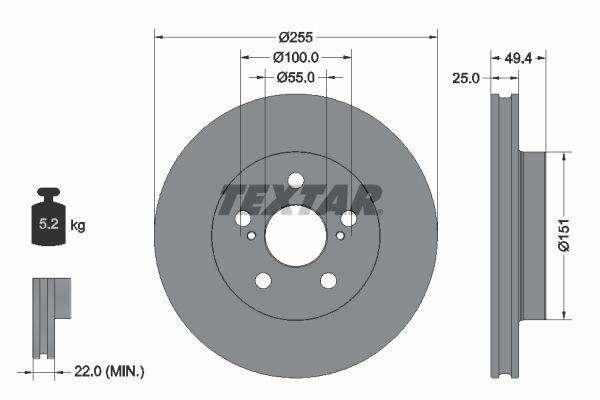 Гальмівний диск TEXTAR 92301703 - zapix