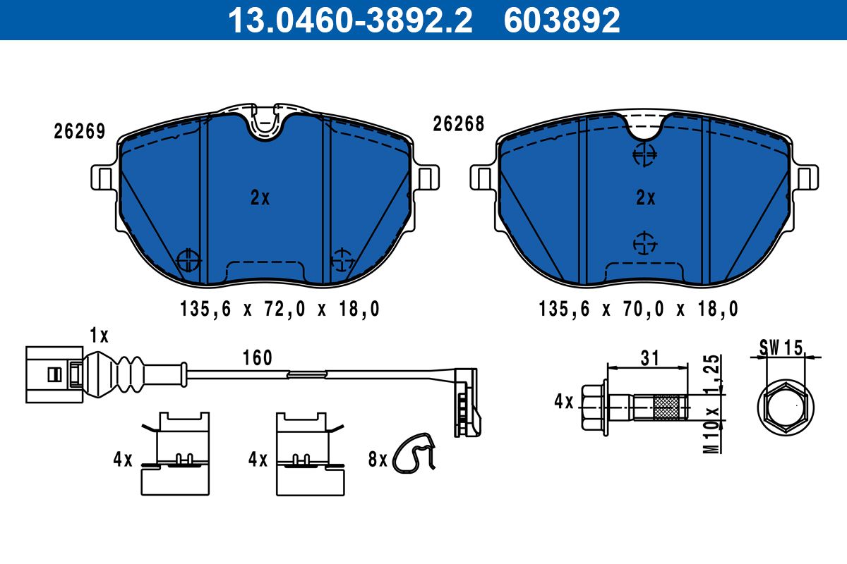 Гальмівні колодки дискові ATE 13046038922 - zapix