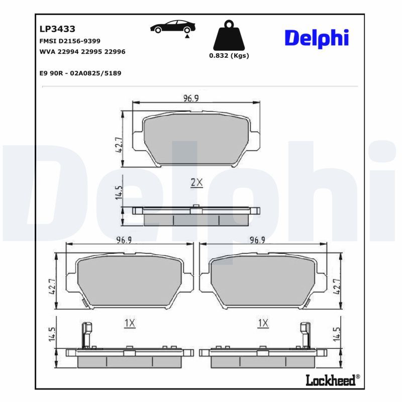 Гальмівні колодки дискові DELPHI LP3433 - zapix