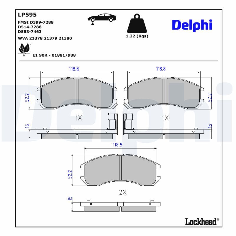 Гальмівні колодки дискові DELPHI LP595