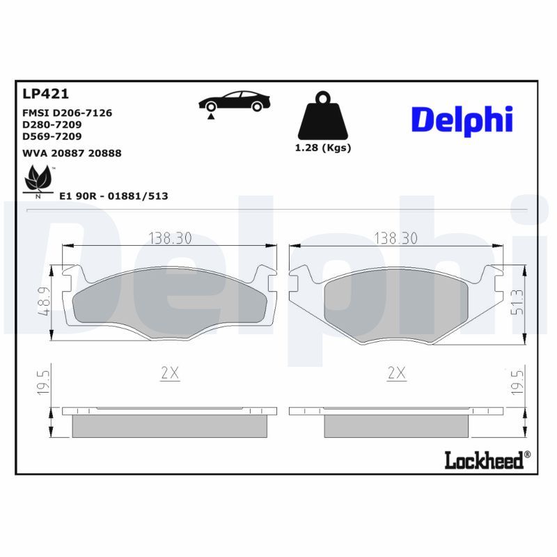 Гальмівні колодки дискові DELPHI LP421 - zapix
