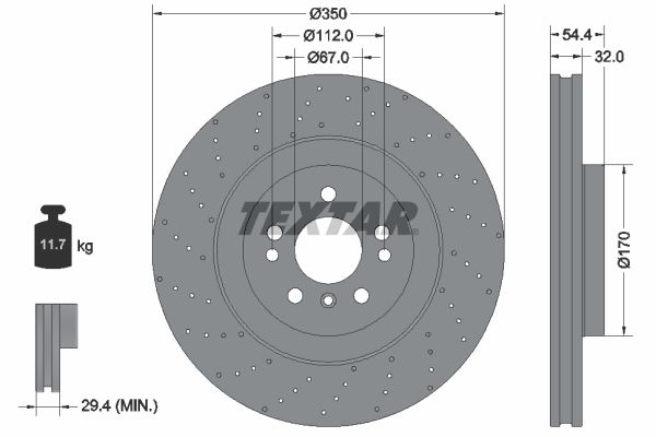 Гальмівний диск TEXTAR 92254405 - zapix