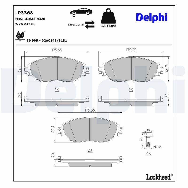 Гальмівні колодки дискові DELPHI LP3368 - zapix