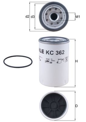 Паливний фільтр MAHLE KC362D - zapix