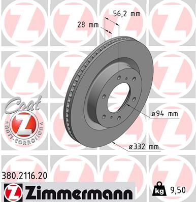 Гальмівний диск ZIMMERMANN 380211620 - zapix