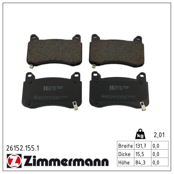 Гальмівні колодки дискові ZIMMERMANN 261521551 - zapix
