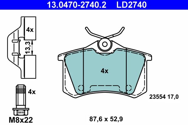 Гальмівні колодки дискові ATE 13047027402 - zapix