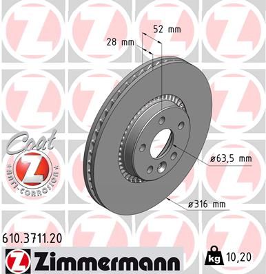 Гальмівний диск ZIMMERMANN 610371120 - zapix