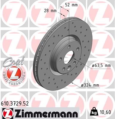 Гальмівний диск ZIMMERMANN 610372952 - zapix