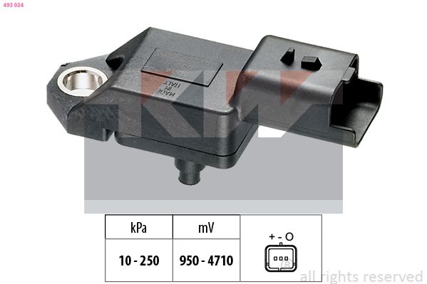 Датчик тиску наддува KW 493034 - zapix