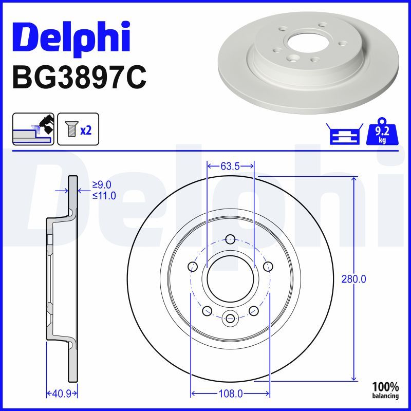 Гальмівний диск DELPHI BG3897C - zapix