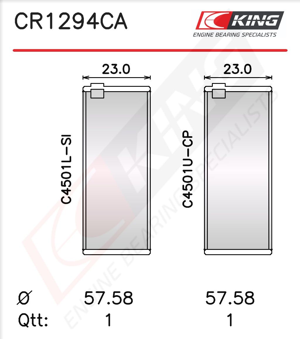 Вкладиші шатунні KING CR1294CA - zapix