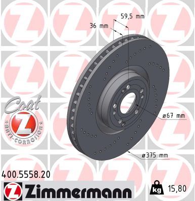 Гальмівний диск ZIMMERMANN 400555820 - zapix