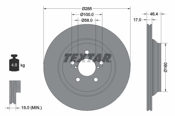 Гальмівний диск TEXTAR 92309303 - zapix