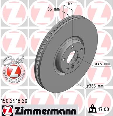 Гальмівний диск ZIMMERMANN 150291820 - zapix