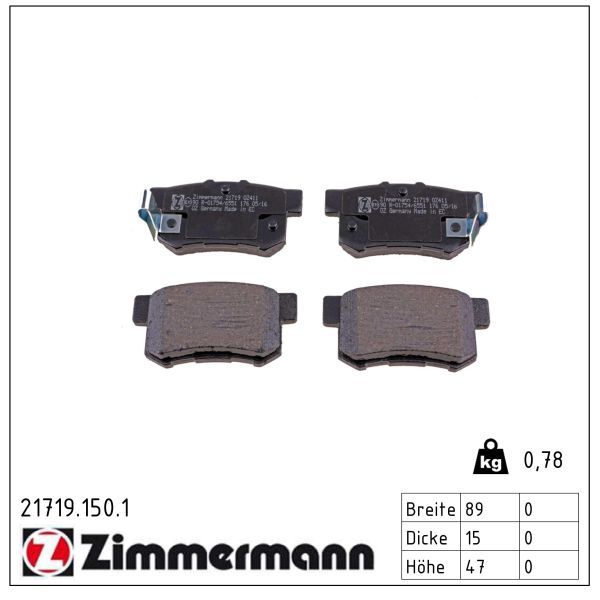 Гальмівні колодки дискові ZIMMERMANN 217191501 - zapix