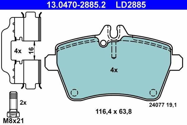 Гальмівні колодки дискові ATE 13047028852 - zapix