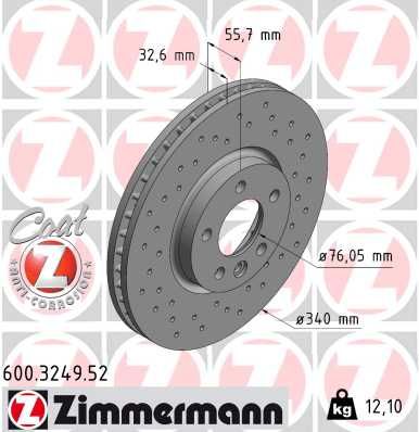 Гальмівний диск ZIMMERMANN 600324952 - zapix