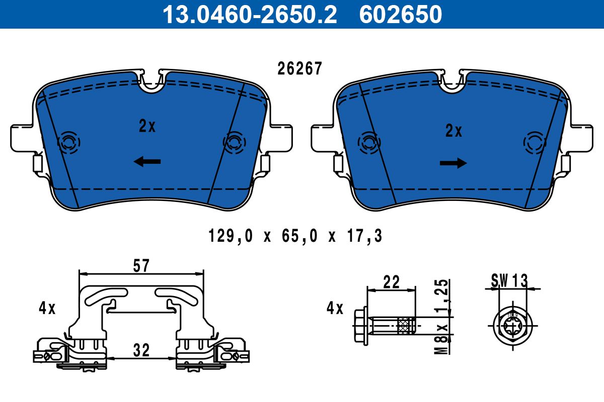 Гальмівні колодки дискові ATE 13046026502 - zapix